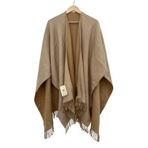 NWT Woolmark Pure Merino Wool Plaid Shawl Women One Size Lagenlook Minimalist